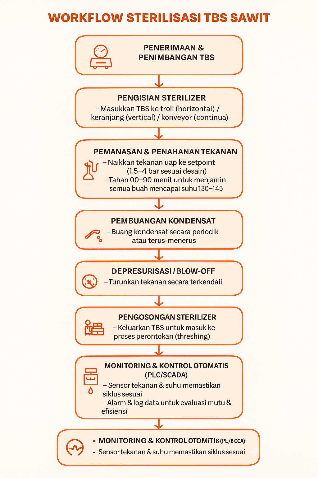 workflow sterilisasi tbs sawit