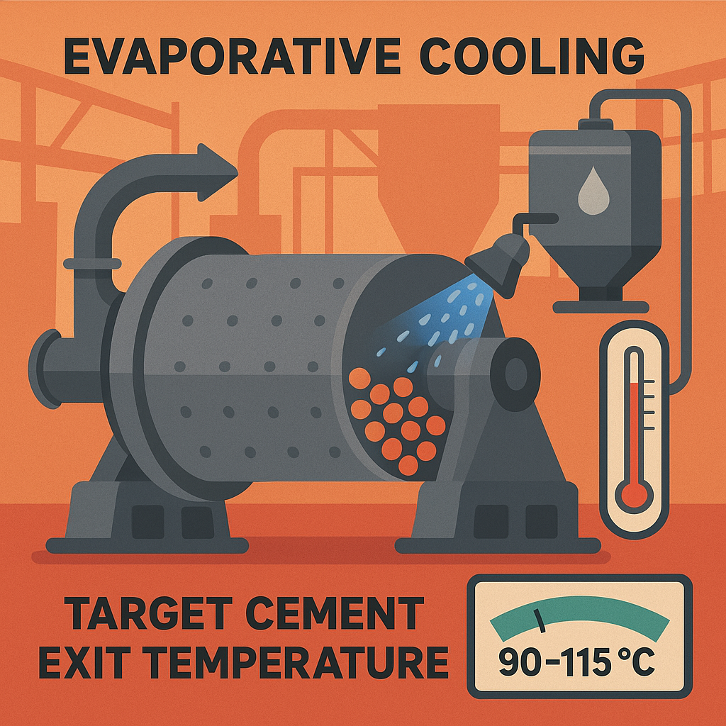 Menjaga Semprotan Air di Cement Mill: Rem 90–115 °C dan Stabilkan Mutu