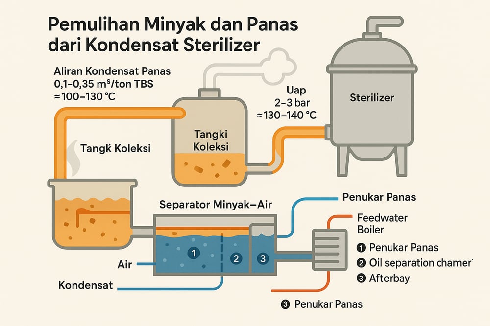 Palm oil mills are throwing away oil and heat A smart condensate line fixes both
