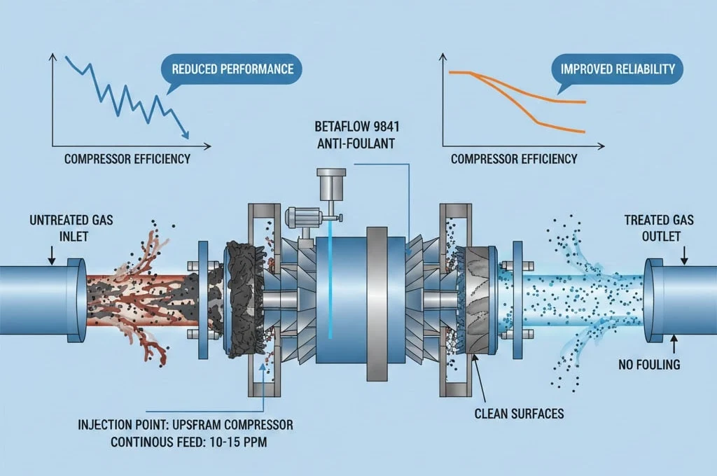 BETAFLOW 9841 application for fouling control in an industrial gas compressor system