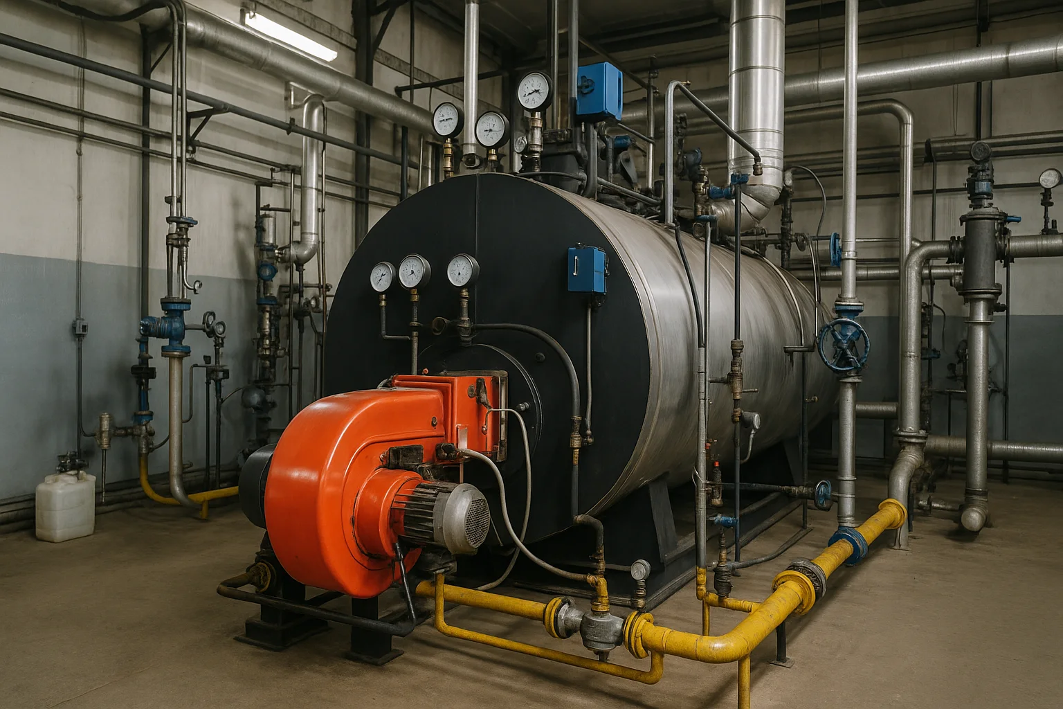 Industrial boiler water treatment system at a coconut processing plant in the Riau Islands