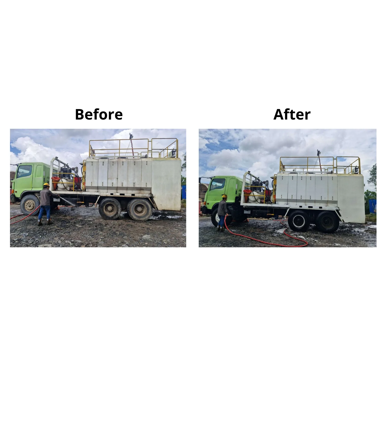 Heavy equipment component before industrial cleaning with TERRAGARD GR 640